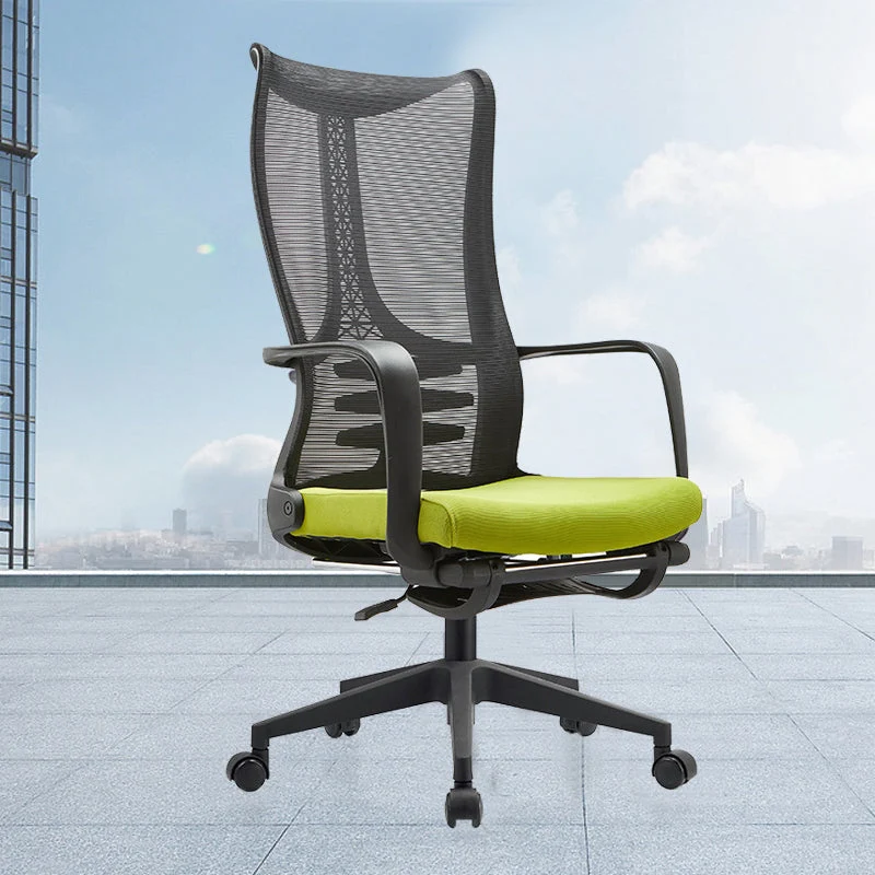 Chaise de travail en maille à dossier moyen, cadre en nylon, chaise de bureau à bras fixe avec roulettes Clearhalo