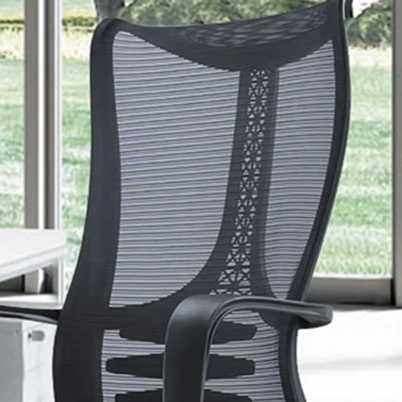 Chaise de travail en maille à dossier moyen, cadre en nylon, chaise de bureau à bras fixe avec roulettes Clearhalo