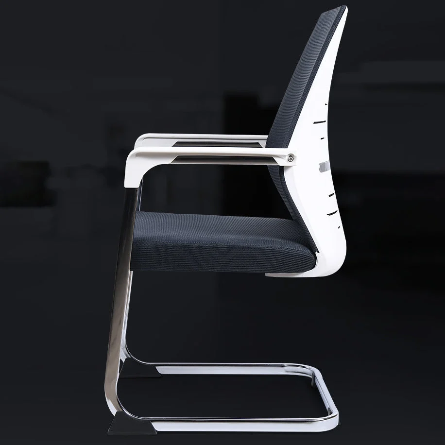 Chaise de travail en maille de style moderne, ergonomique à dossier moyen, sans roues, chaise de bureau Clearhalo