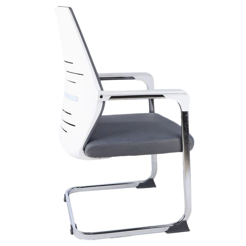 Chaise de travail en maille de style moderne, ergonomique à dossier moyen, sans roues, chaise de bureau Clearhalo