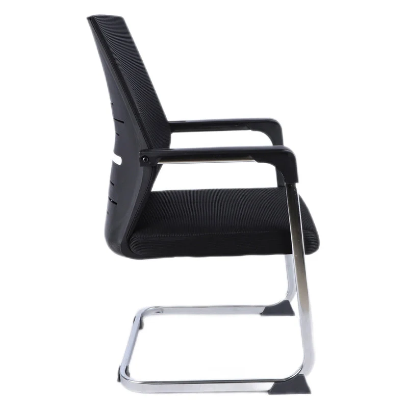 Chaise de travail en maille de style moderne, ergonomique à dossier moyen, sans roues, chaise de bureau Clearhalo