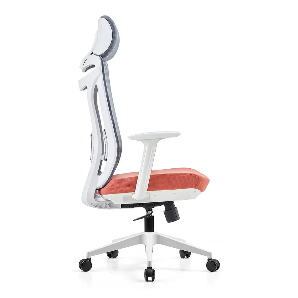 Chaise de travail moderne à accoudoirs réglables avec roulettes et dossier en maille Clearhalo