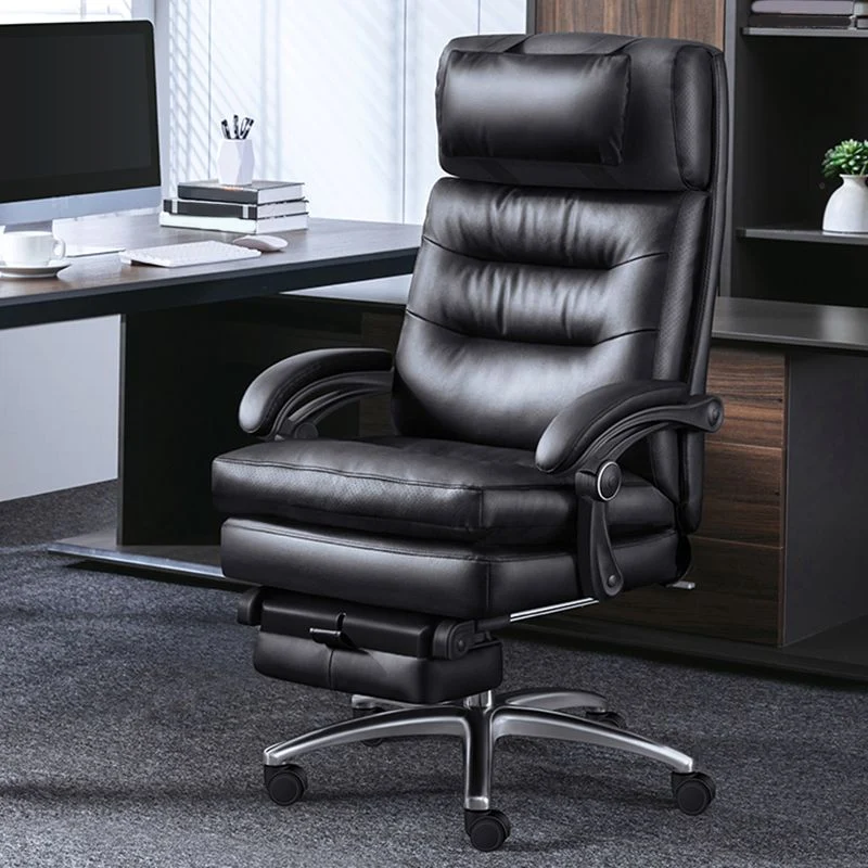 Chaise de travail moderne réglable en hauteur, chaise de bureau en cuir avec roulettes Clearhalo