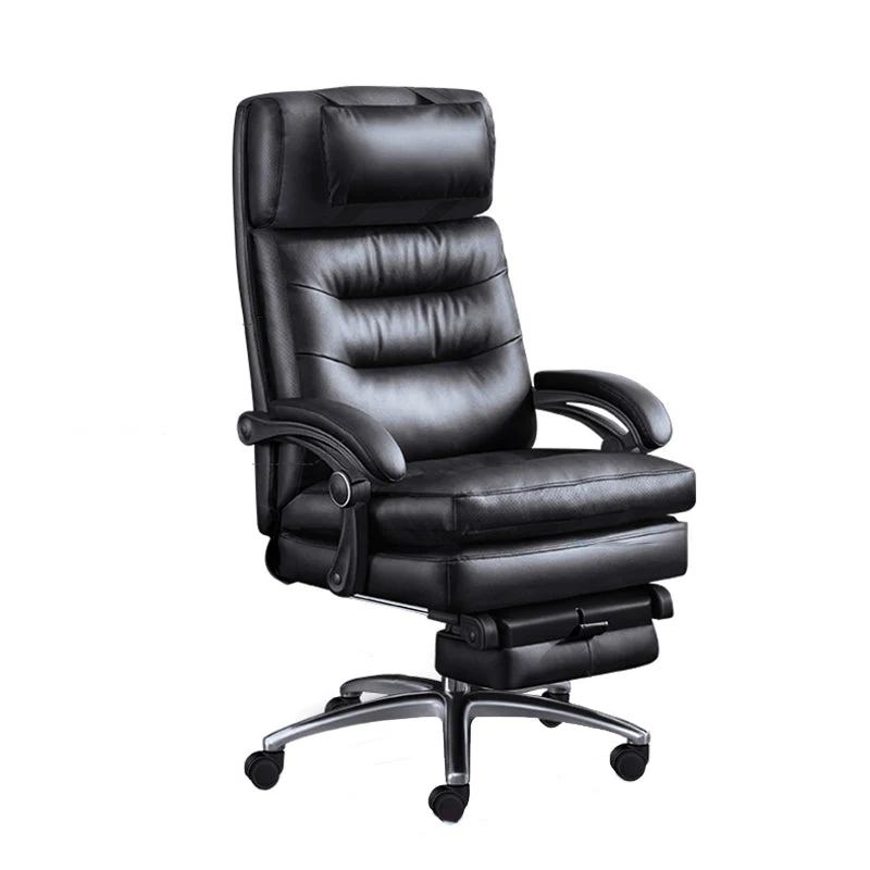 Chaise de travail moderne réglable en hauteur, chaise de bureau en cuir avec roulettes Clearhalo