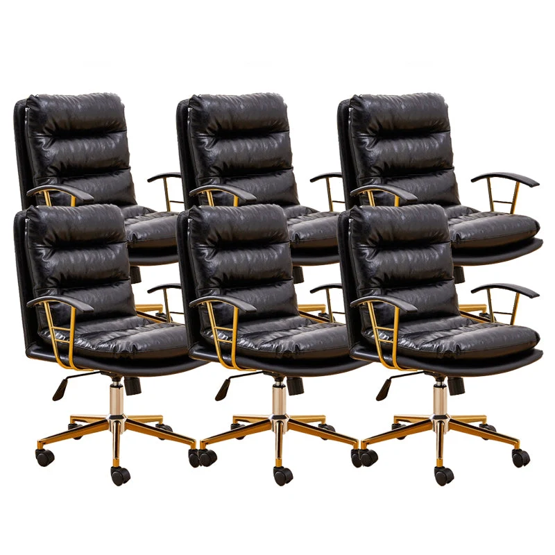 Chaise de travail moderne en simili cuir, à bras fixes, pour bureau Clearhalo