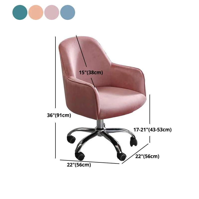 Chaise de travail pivotante de style moderne, chaise de bureau rembourrée avec accoudoirs fixes Clearhalo