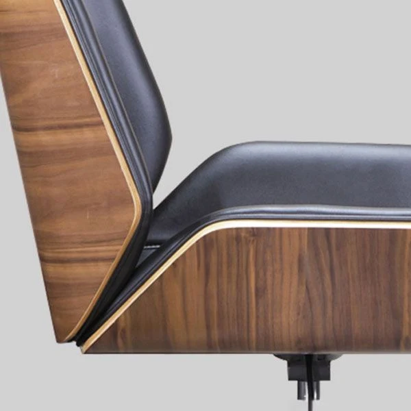 Chaise de travail pivotante de style moderne, chaise de bureau en similicuir avec accoudoirs fixes Clearhalo