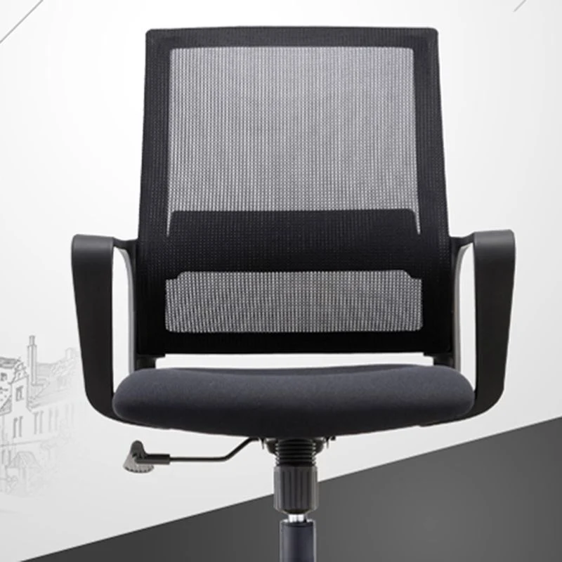 Chaise de travail rembourrée à dossier moyen en similicuir noir et en maille Clearhalo