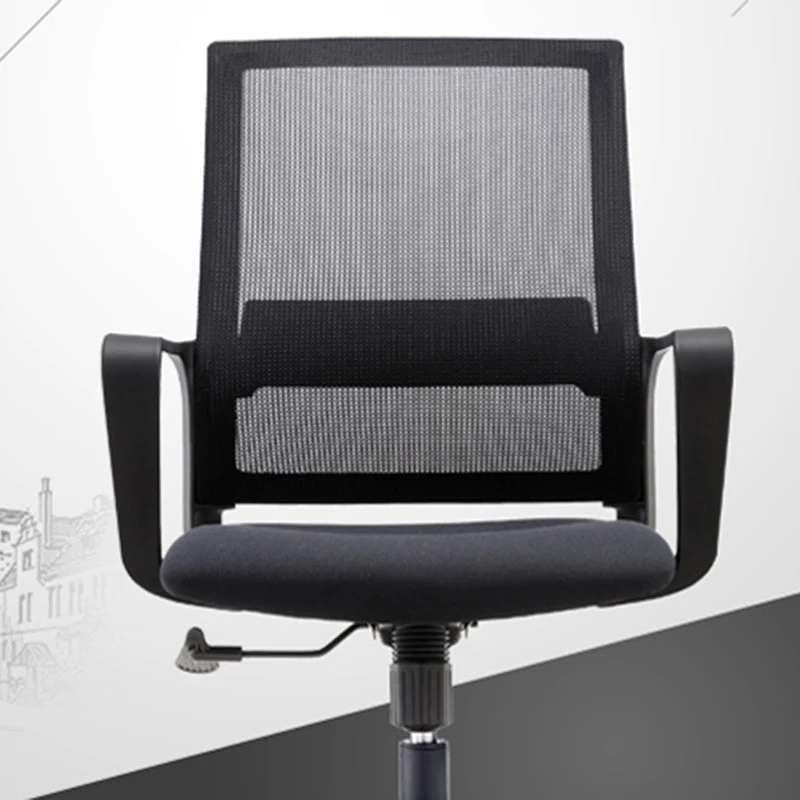 Chaise de travail rembourrée à dossier moyen en similicuir noir et en maille Clearhalo