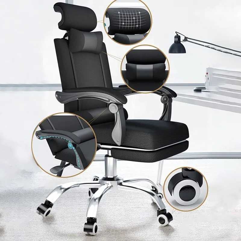 Chaise de travail rembourrée ergonomique, chaise de bureau moderne avec roulettes Clearhalo