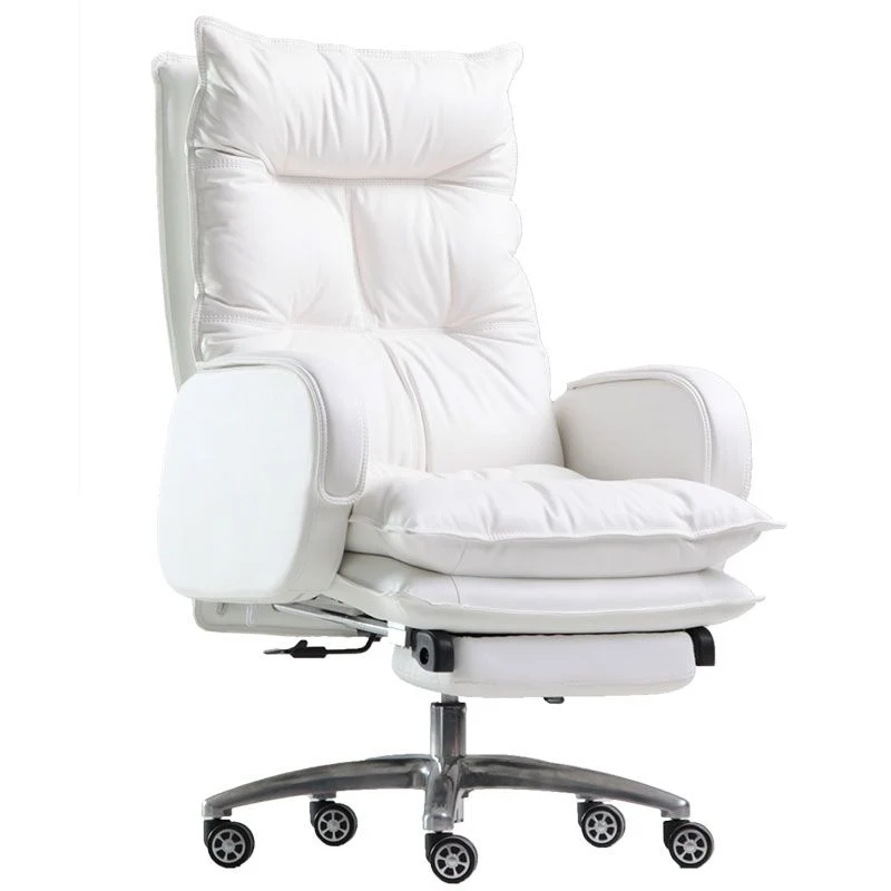 Chaise de travail rembourrée ergonomique, chaise de bureau moderne avec bras en simili cuir Clearhalo