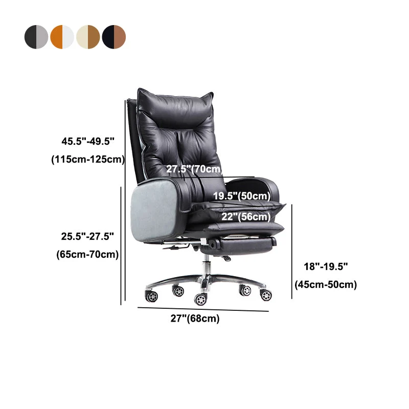 Chaise de travail rembourrée ergonomique, chaise de bureau moderne avec bras en simili cuir Clearhalo