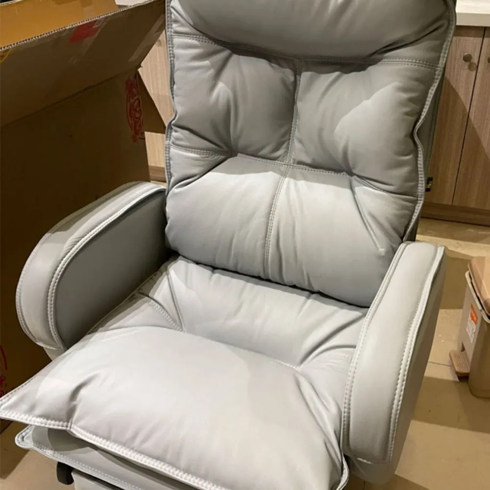 Chaise de travail rembourrée ergonomique, chaise de bureau moderne avec bras en simili cuir Clearhalo