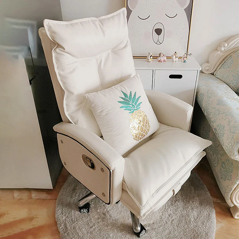Chaise de travail rembourrée moderne, fauteuil en similicuir avec roulettes Clearhalo