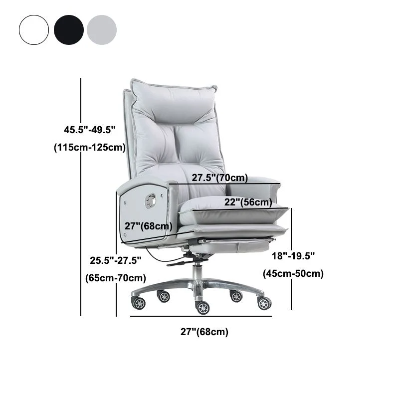 Chaise de travail rembourrée moderne, fauteuil en similicuir avec roulettes Clearhalo