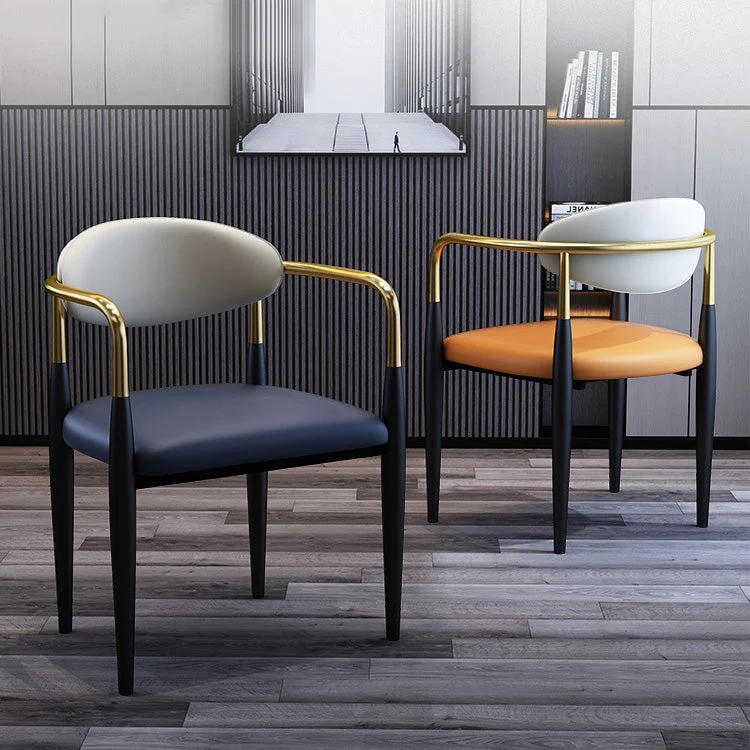 Chaise de travail rembourrée de style moderne avec bras en similicuir Clearhalo
