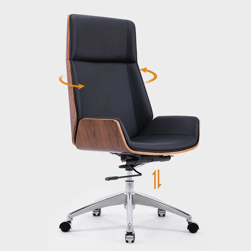 Chaise de travail réglable en simili cuir, base en métal argenté, chaise de bureau contemporaine Clearhalo