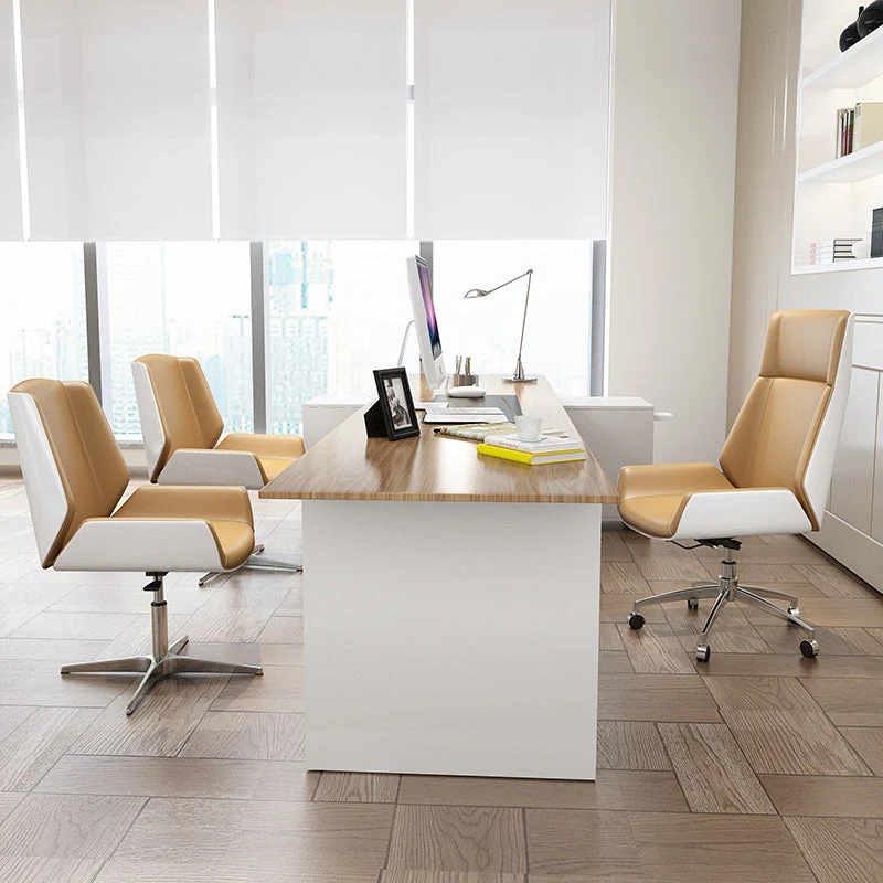Chaise de travail réglable en simili cuir, base en métal argenté, chaise de bureau contemporaine Clearhalo