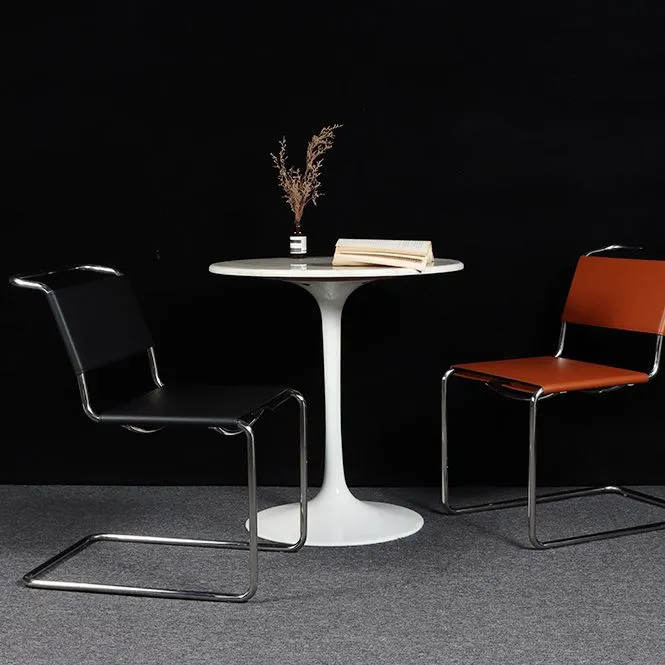Chaise de travail sans accoudoirs en simili cuir, chaise de bureau à domicile moderne sans roues Clearhalo