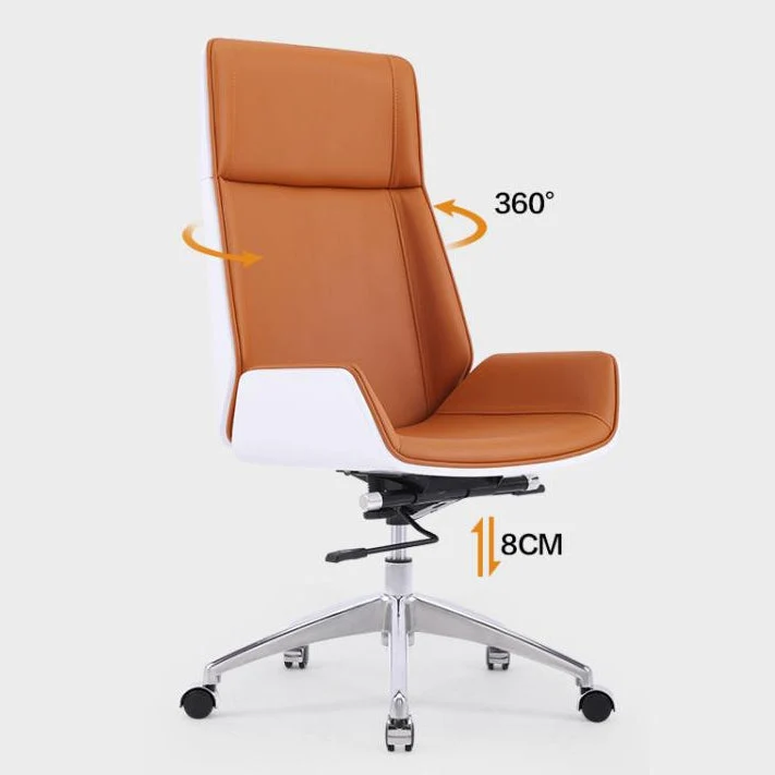 Chaise de travail en simili cuir, cadre en métal chromé, chaise de bureau moderne Clearhalo