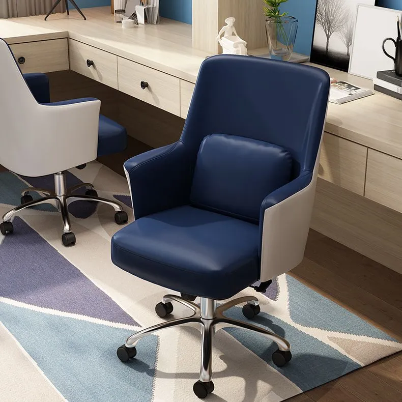 Chaise de travail en simili cuir, chaise de bureau pivotante réglable et moderne avec accoudoirs fixes Clearhalo