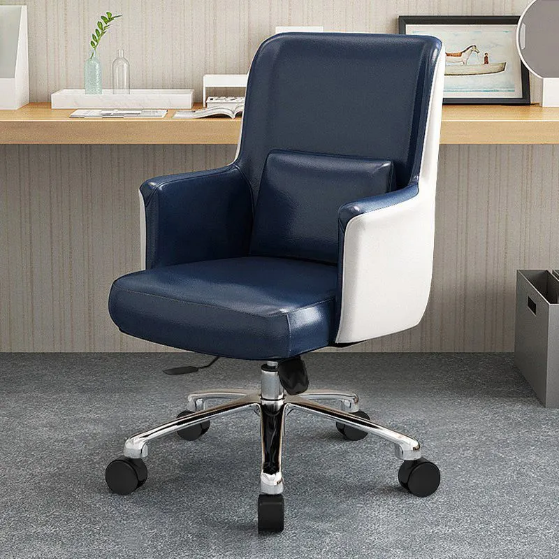 Chaise de travail en simili cuir, chaise de bureau pivotante réglable et moderne avec accoudoirs fixes Clearhalo