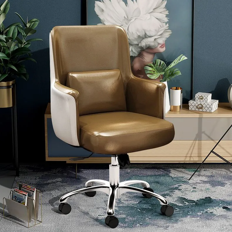 Chaise de travail en simili cuir, chaise de bureau pivotante réglable et moderne avec accoudoirs fixes Clearhalo