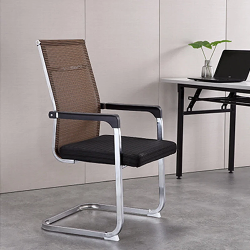 Chaise de travail de style moderne, sans roulettes, chaise de bureau avec accoudoirs fixes Clearhalo