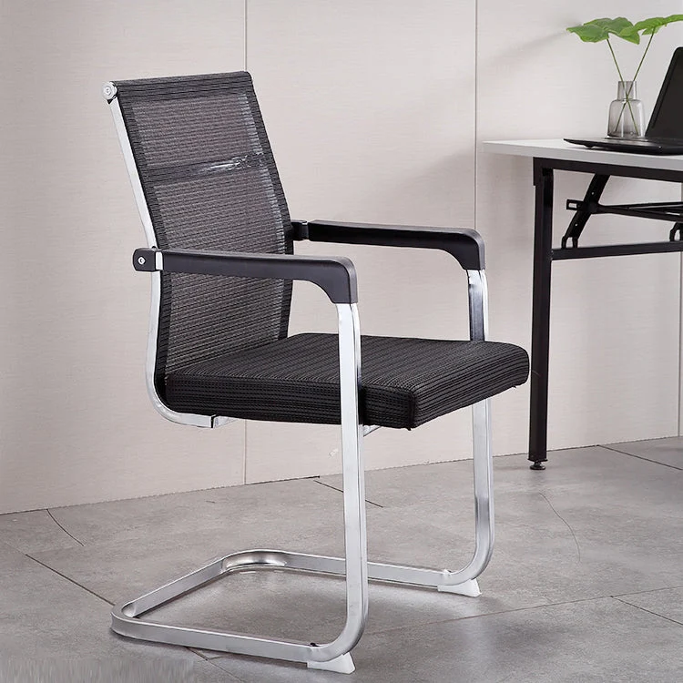 Chaise de travail de style moderne, sans roulettes, chaise de bureau avec accoudoirs fixes Clearhalo