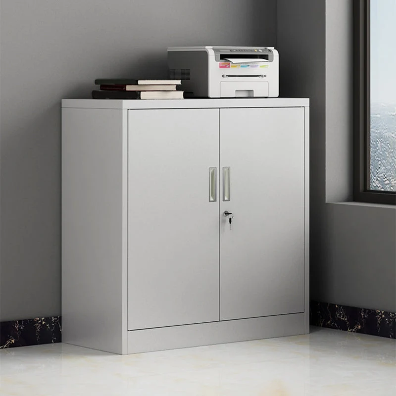 Classeur en acier Classeur contemporain en argent avec serrure et rangement Clearhalo