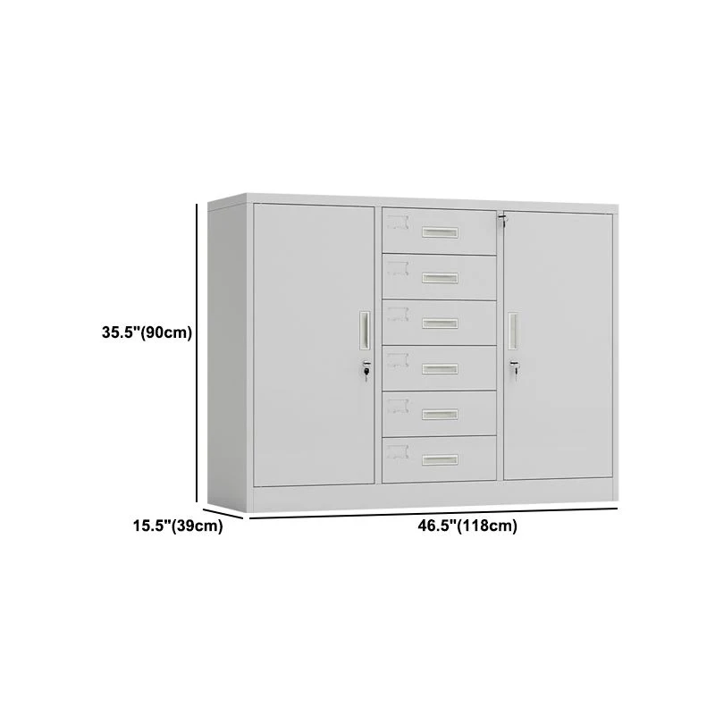 Classeur en acier Classeur contemporain en argent avec serrure et rangement Clearhalo