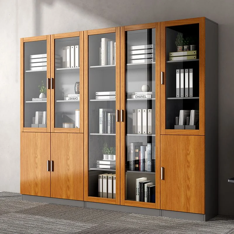 Classeur en bois et verre, étagères de rangement verticales, classeur contemporain Clearhalo