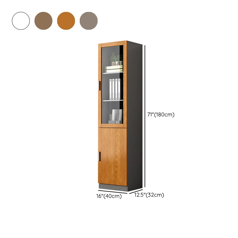 Classeur en bois et verre, étagères de rangement verticales, classeur contemporain Clearhalo