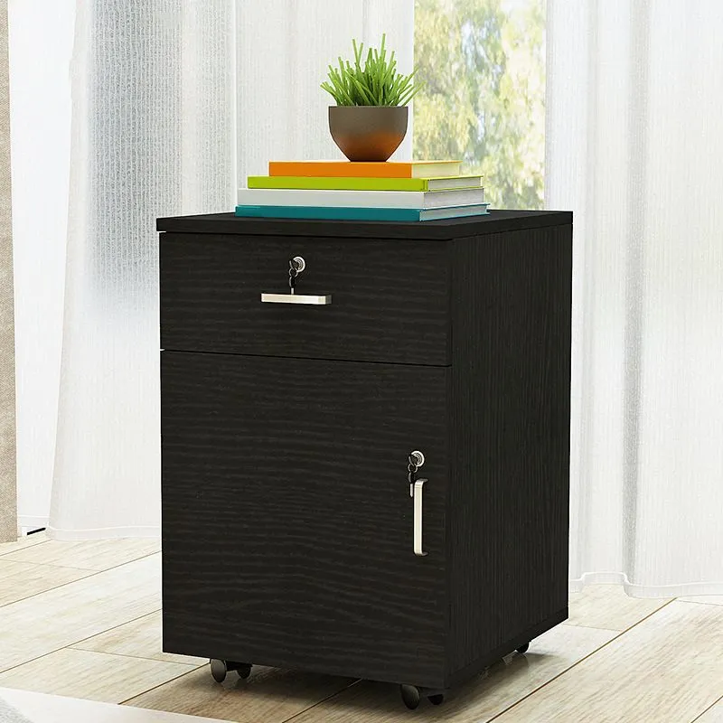 Classeur de bureau classique classeur en bois avec roulettes Clearhalo