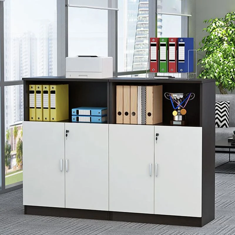 Classeur de bureau vertical moderne, étagères de rangement en bois, classeur avec serrure Clearhalo