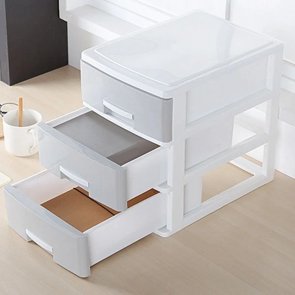 Classeur contemporain à tiroirs latéraux en plastique pour la maison et le bureau Clearhalo