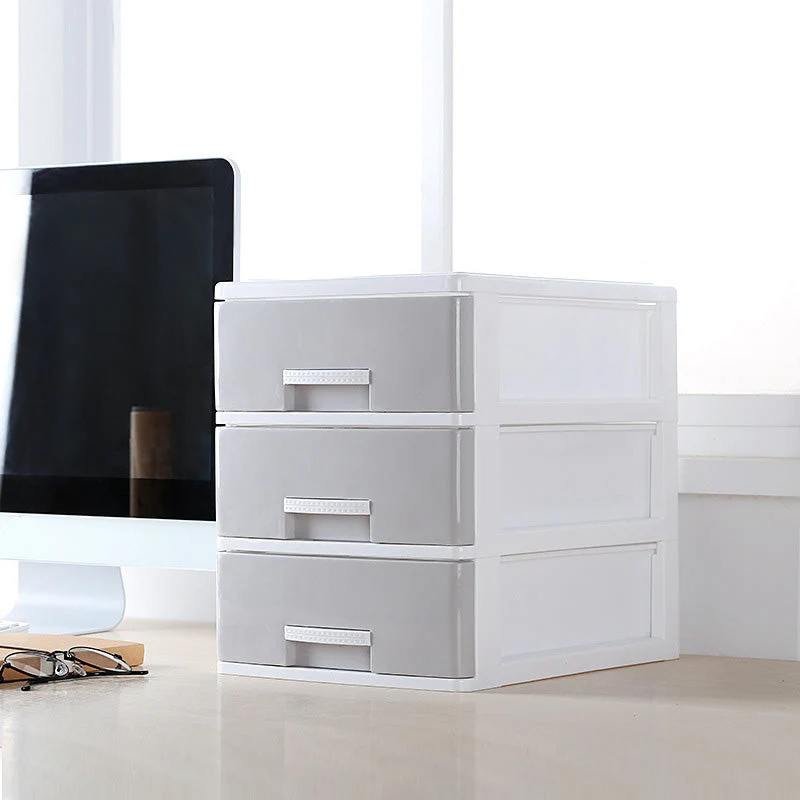 Classeur contemporain à tiroirs latéraux en plastique pour la maison et le bureau Clearhalo