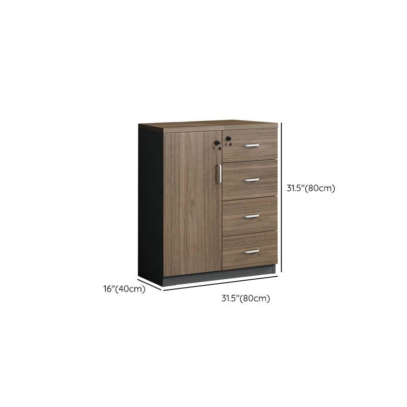 Classeur latéral moderne en bois d'ingénierie avec serrure et rangement Clearhalo