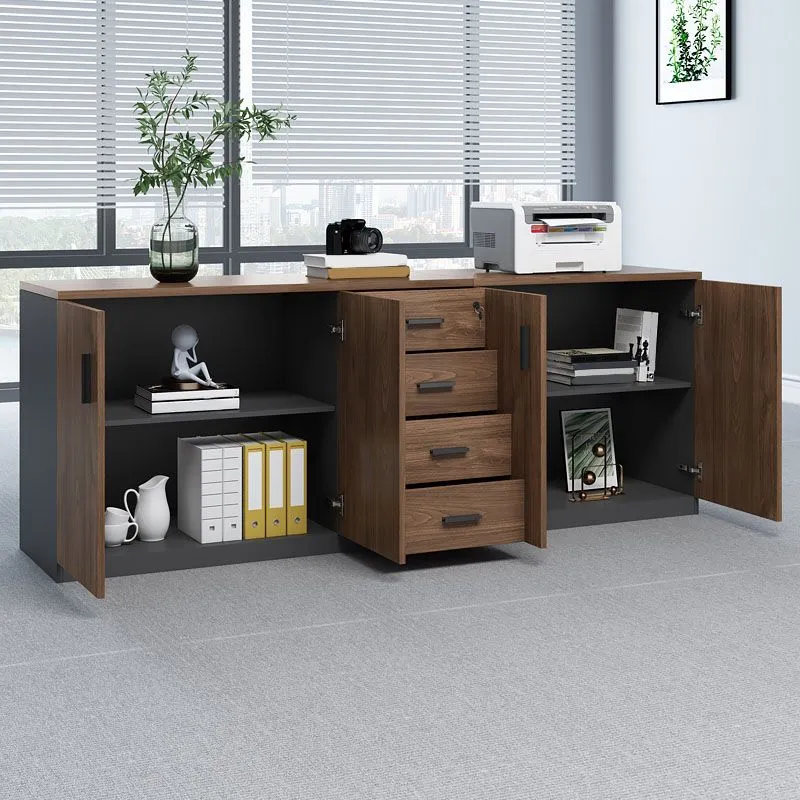 Classeur latéral moderne en bois d'ingénierie avec serrure et rangement Clearhalo
