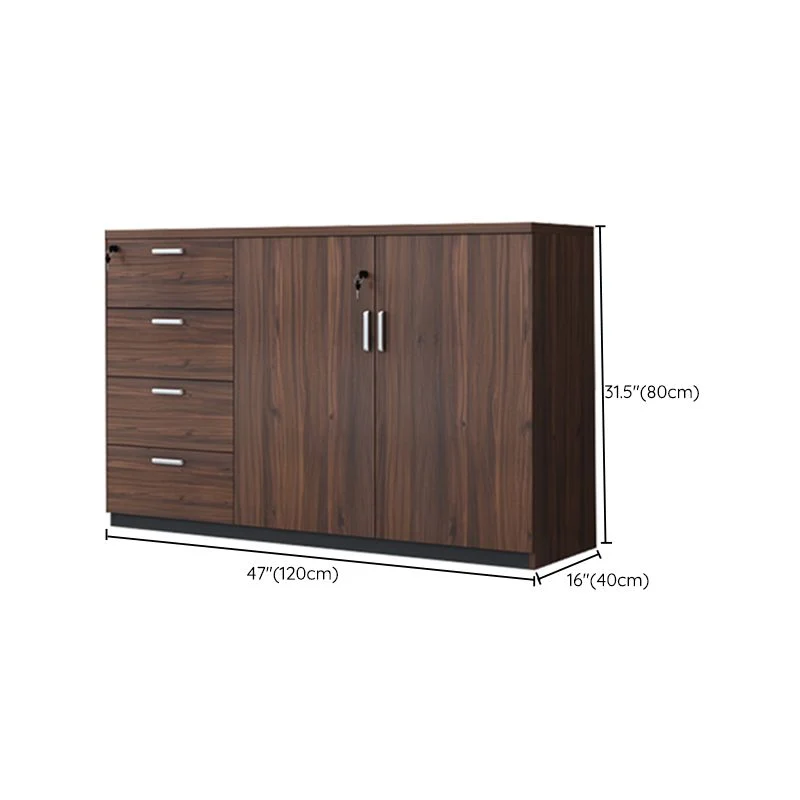 Classeur latéral traditionnel avec serrure à clé, cadre en bois, classeur latéral pour le bureau Clearhalo