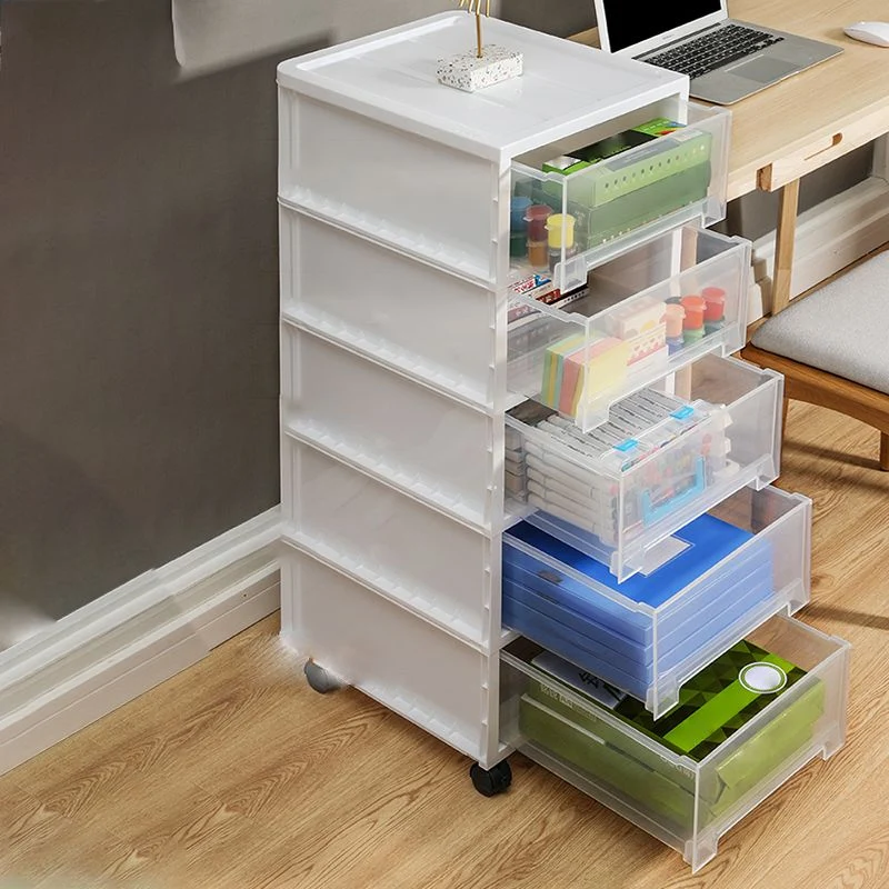 Classeur mobile en plastique moderne de stockage de tiroirs de classeur pour le bureau Clearhalo