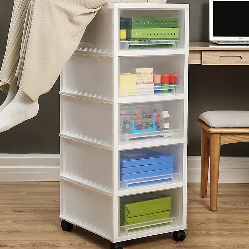 Classeur mobile en plastique moderne de stockage de tiroirs de classeur pour le bureau Clearhalo