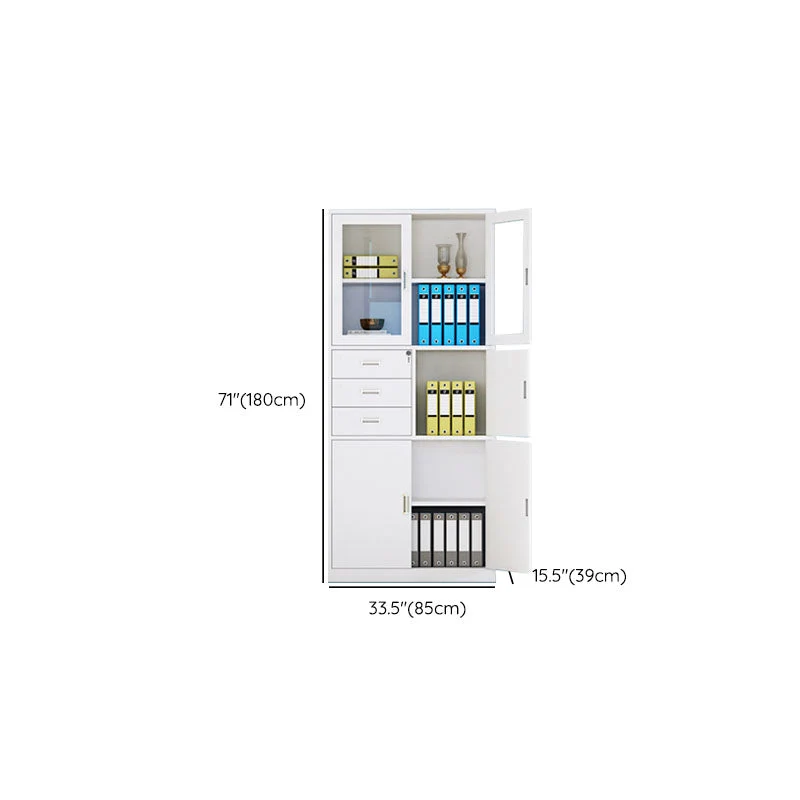Classeur moderne en acier, étagères de rangement réglables et armoire à tiroirs verrouillables Clearhalo