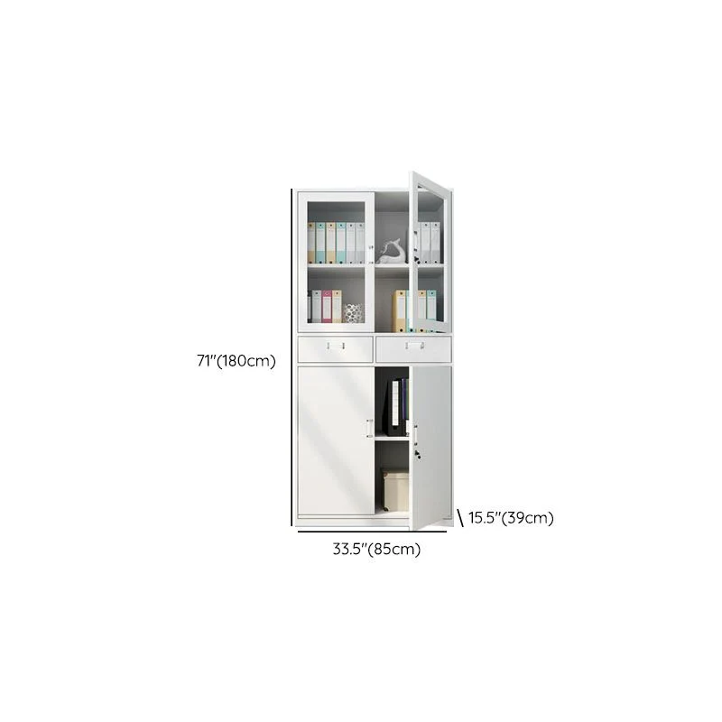 Classeur moderne en acier, étagères de rangement réglables et armoire à tiroirs verrouillables Clearhalo