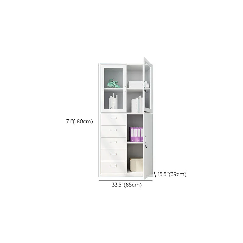 Classeur moderne en acier, étagères de rangement réglables et armoire à tiroirs verrouillables Clearhalo