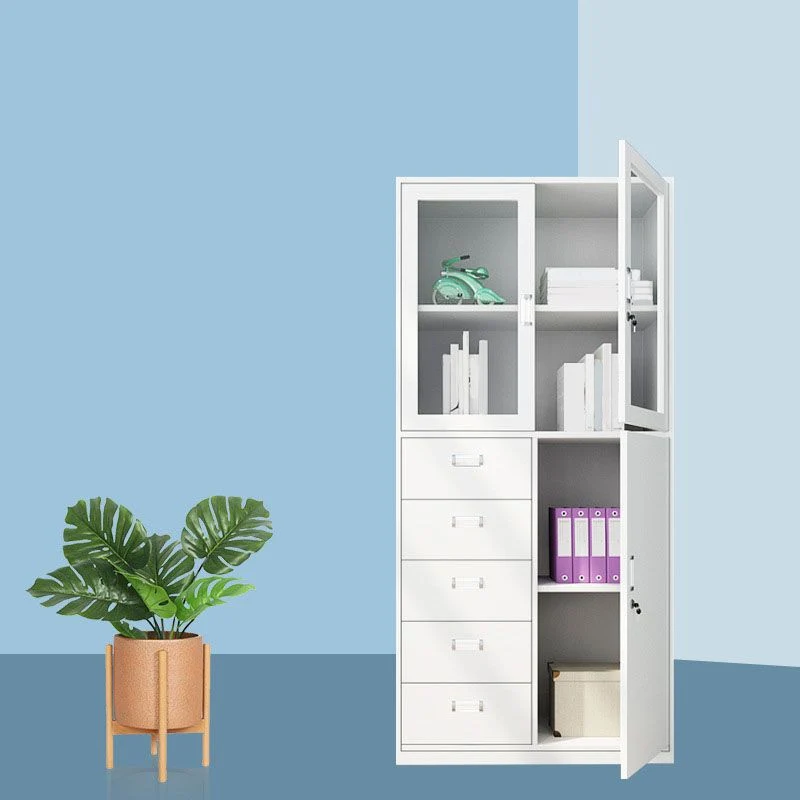 Classeur moderne en acier, étagères de rangement réglables et armoire à tiroirs verrouillables Clearhalo