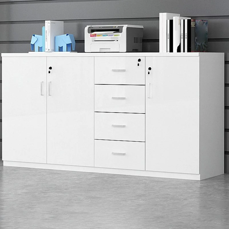 Classeur moderne avec cadre en bois blanc, classeur latéral de rangement Clearhalo