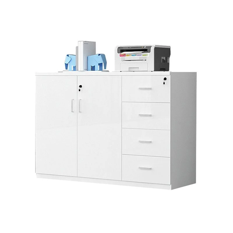 Classeur moderne avec cadre en bois blanc, classeur latéral de rangement Clearhalo