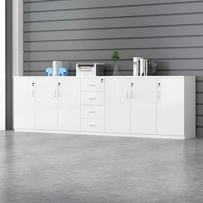 Classeur moderne avec cadre en bois blanc, classeur latéral de rangement Clearhalo
