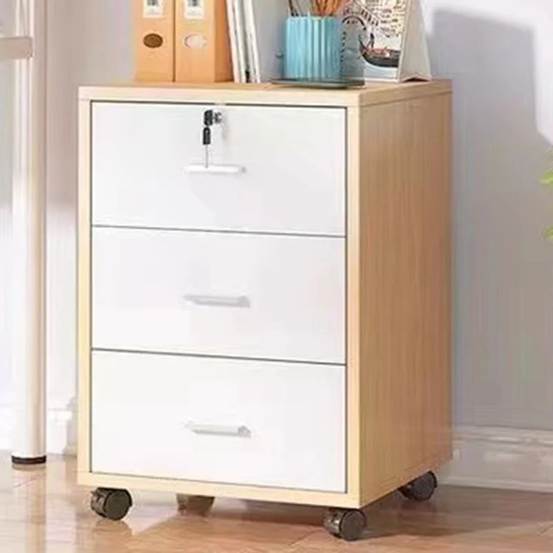 Classeur moderne avec cadre en bois, classeur de stockage avec serrure pour le bureau Clearhalo